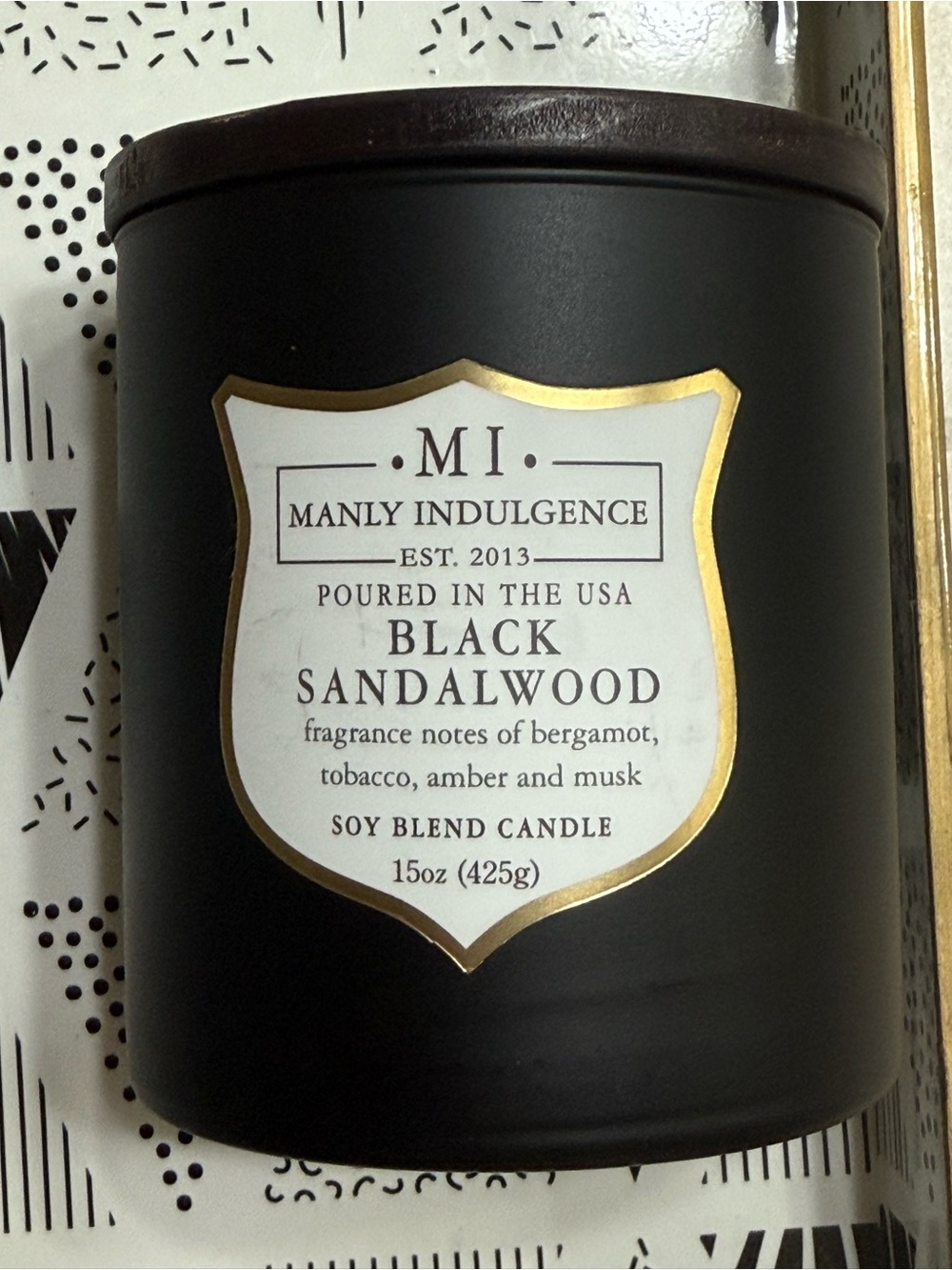 Manly Indulgence Black Sandalwood Soy Blend Candle
